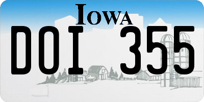 IA license plate DOI355