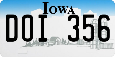 IA license plate DOI356