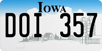 IA license plate DOI357