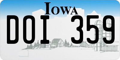 IA license plate DOI359