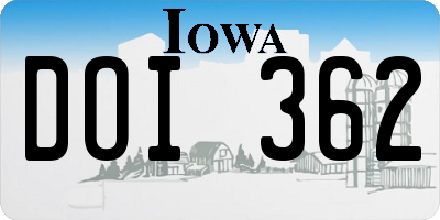 IA license plate DOI362