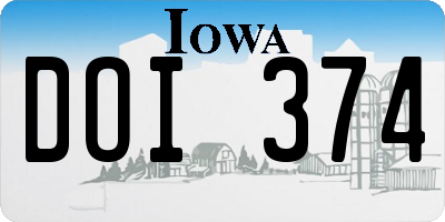 IA license plate DOI374