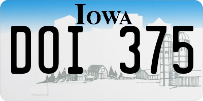 IA license plate DOI375
