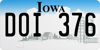 IA license plate DOI376