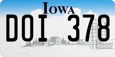 IA license plate DOI378