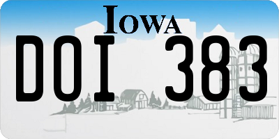 IA license plate DOI383