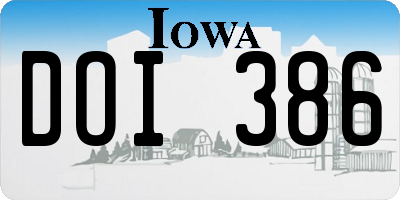 IA license plate DOI386