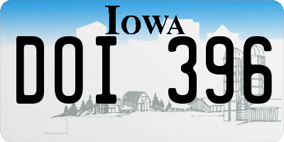 IA license plate DOI396