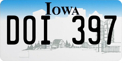 IA license plate DOI397