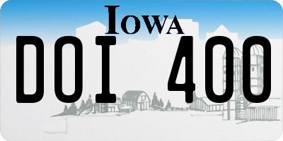 IA license plate DOI400