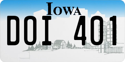 IA license plate DOI401