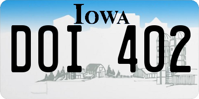 IA license plate DOI402