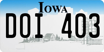 IA license plate DOI403