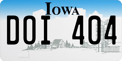 IA license plate DOI404