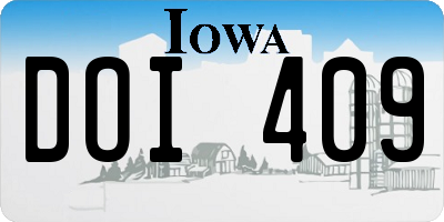 IA license plate DOI409