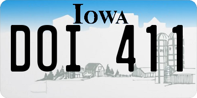 IA license plate DOI411