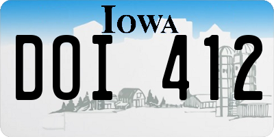 IA license plate DOI412