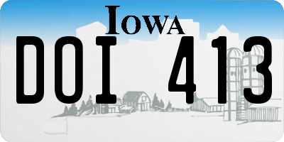 IA license plate DOI413