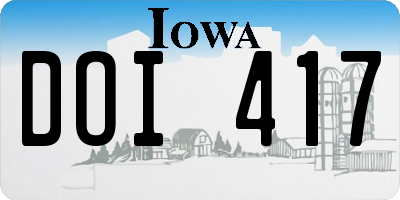 IA license plate DOI417