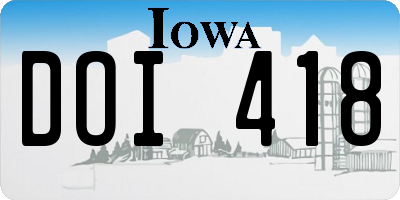 IA license plate DOI418