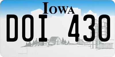 IA license plate DOI430