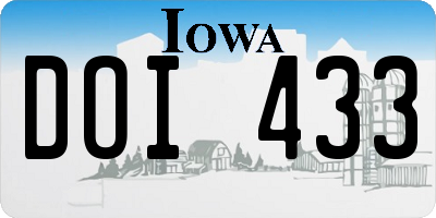 IA license plate DOI433