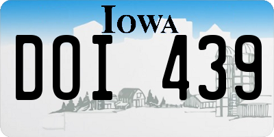 IA license plate DOI439
