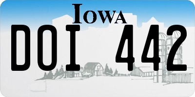 IA license plate DOI442