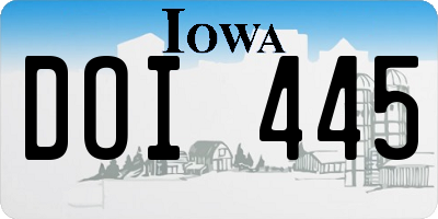 IA license plate DOI445