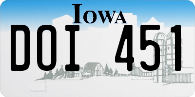 IA license plate DOI451