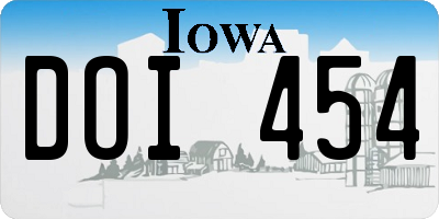 IA license plate DOI454