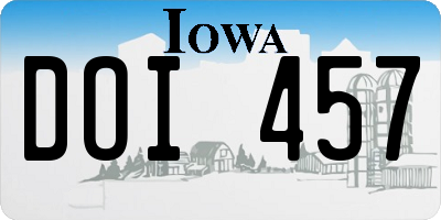 IA license plate DOI457