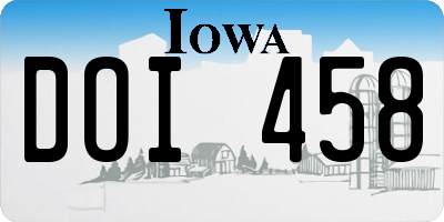 IA license plate DOI458