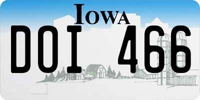 IA license plate DOI466