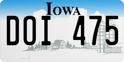 IA license plate DOI475