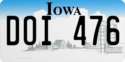 IA license plate DOI476
