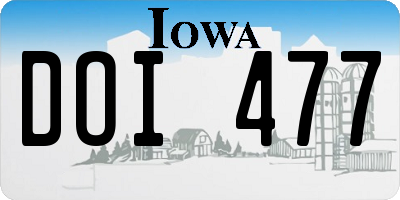 IA license plate DOI477