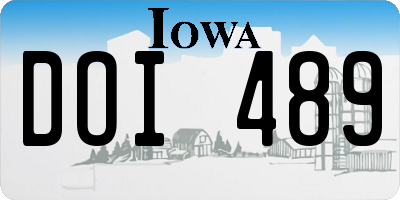 IA license plate DOI489