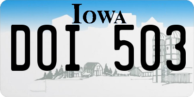 IA license plate DOI503