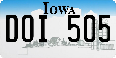 IA license plate DOI505