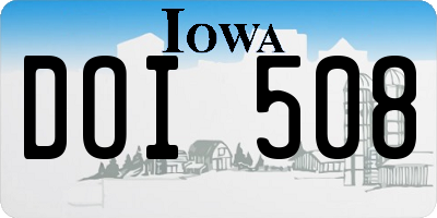 IA license plate DOI508