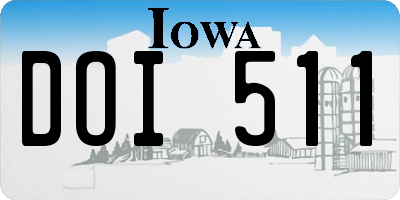 IA license plate DOI511