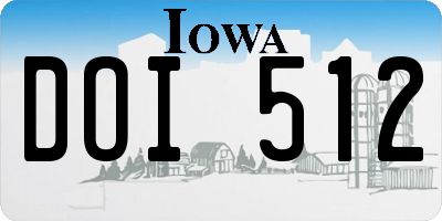 IA license plate DOI512