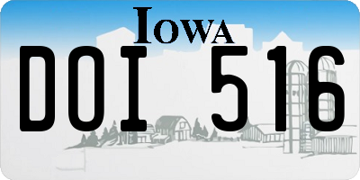 IA license plate DOI516