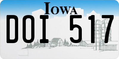 IA license plate DOI517