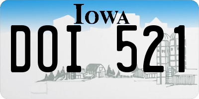 IA license plate DOI521