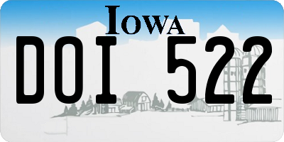 IA license plate DOI522