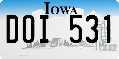 IA license plate DOI531
