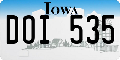 IA license plate DOI535