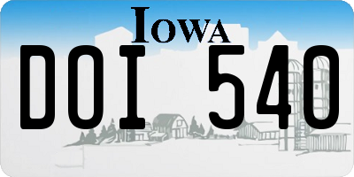 IA license plate DOI540